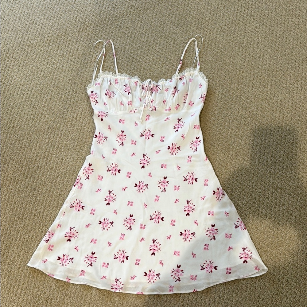 Cotton Candy Floral Mini Dress - Pink and White